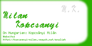 milan kopcsanyi business card