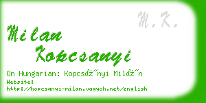 milan kopcsanyi business card